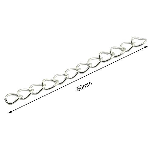 Tail Extender Chain 100PCS Silver 50 x 4mm Chain Extension Tails for DIY Jewelry Making - color: Silver