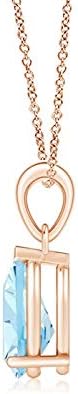 Angara Natural Aquamarine Solitaire Pendant for Women | Pear-Shaped Aquamarine Solitaire Pendant in 14K Solid Gold/Silver/Platinum With 18" Chain | March Birthday, Gemstone Jewelry Gift