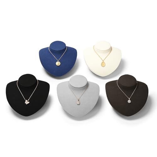 Microfiber Jewelry Bust Display Necklace Pendant Stand for Showcase (Black) - color: Black
