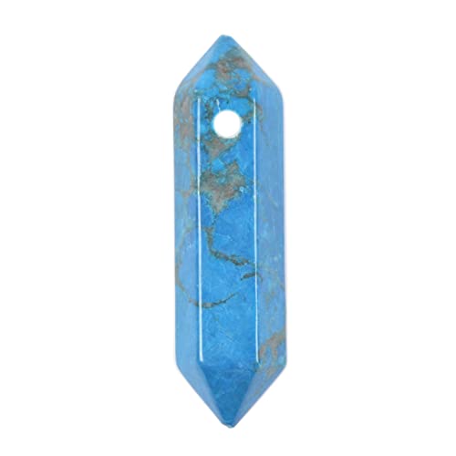 Dyed Turquoise Howlite 32mm Natural Gemstone Hexagonal Wand Jewelry Making Crystal Pointed Chakra Reiki Healing Beads 2mm Hole Drilled(Pack of 10) - color: Dyed Turquoise Howlite