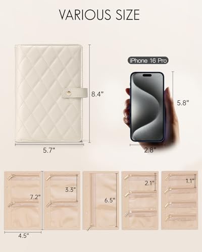 VLANDO Travel Jewelry Organizer Case,Large Jewelry Storage Book Ring Binder with Clear Zipper Velvet Jewelry Pouches Bags for Rings,Bracelet,Earrings-Cream White - color: 01.Cream White