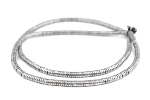 The Bead Chest Silver Snake Disk Beads 6mm, Full Strand of Quality Metal Spacers for DIY Jewelry Design - color: Silver