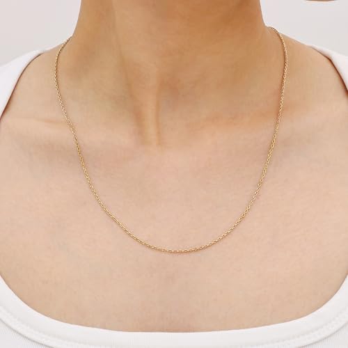 Gacimy Chain Necklace for Women, 14K Gold Plated/Silver Tone Cable Chain for Women, 1.1/1.3mm Thin Dainty Necklace Chains 16-24 Inch - size: 20 Inches, style: 1.3mm Gold