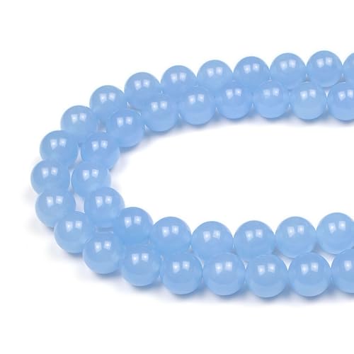 MJDCB Natural Aquamarine Chalcedony Round Loose Beads for Jewelry Making DIY Bracelet Necklace (12mm) - color: Aquamarine Color Jade, size: 12mm