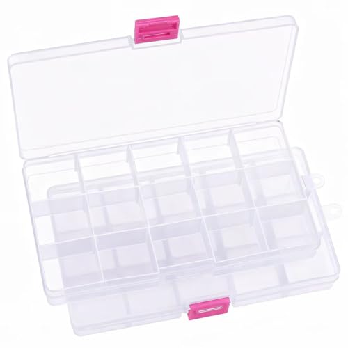 IOOLEEM 15 Grids Plastic Bead Organizer Box, Organizer Container Storage Box, Adjustable Dividers for bead arts and crafts.(2 Pack) - color: Clear, size: 15 Grids Adjustable (2 pack)