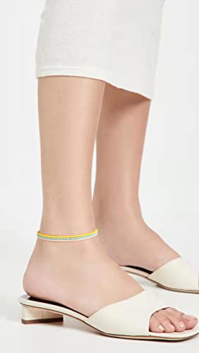 XIJIN 18 Pieces Elastic Beaded Anklets for Women Handmade Beach Boho Colorful Beads Ankle Bracelets Set - color: Solid Color A