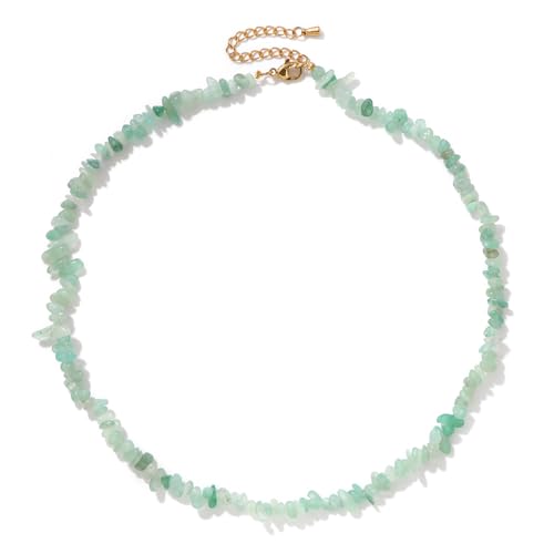 Raw Crystal Necklaces for Women 5-8mm Handmade Natural Stone Necklace Beaded Choker Necklace Healing Crystal Necklace Gemstone Necklace Raw Crystal Beaded Necklace for Her - style: Jade