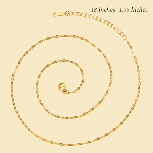 Jabogrii 20pcs Stainless Steel Necklace Chain for Jewelry Making Gold and Silver Lip Necklace Chain Bulk 18 Inches Jewelry for Women - color: Lip Chain
