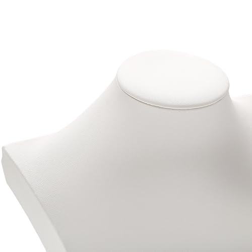 Polmart H4 Necklace Display Bust (White Leatherette, 13 ½”H) - color: White Leatherette, size: 13½"H