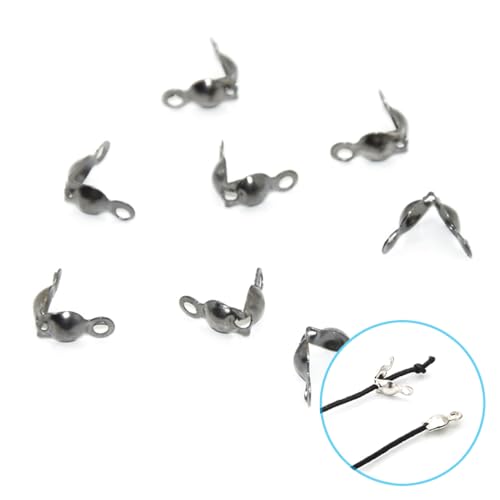 1400 Pieces Brass Tube Crimp Beads Wire Guardians Crimp Bead Knot Covers Bead Tips Knot Covers for DIY Bracelets Necklaces Jewelry Making Crafts Supplies(Gun Black) - color: Gun Black