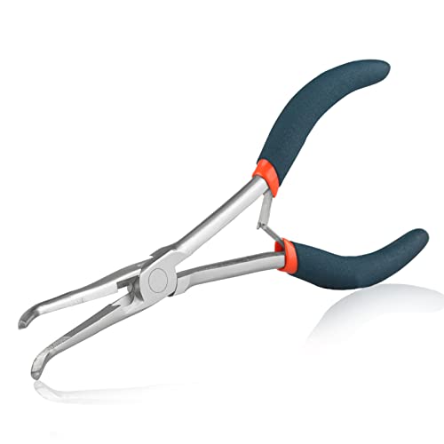 SPEEDWOX Long Reach Needle Nose Pliers with Serrated Jaws Bend Nose Pliers Fish Pliers Hook Remover Angled Needle Nose Plier with Cutter for Hard to Reach Narrow Spaces Jewerly Making - style: Needle Nose Pliers with bend nose