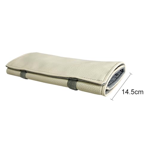 Portable Jewelry Roll Untangled Secure Necklace Travel Storage Bag Displays Holder 16 Chain (Gray PU and Gray Velvet) - color: Gray PU and Gray Velvet