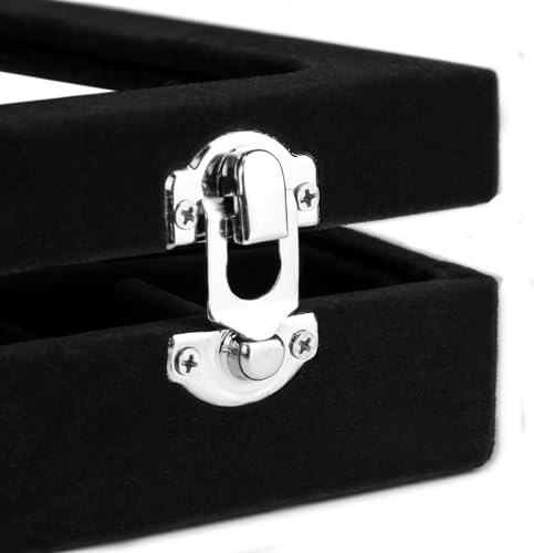 Velvet Jewelry Box 24 Grid Jewelry Earrings Display Organiser Box Ring Tray Holder Earrings Storage Case for Girls Women Wife Mom (Black) - color: Black