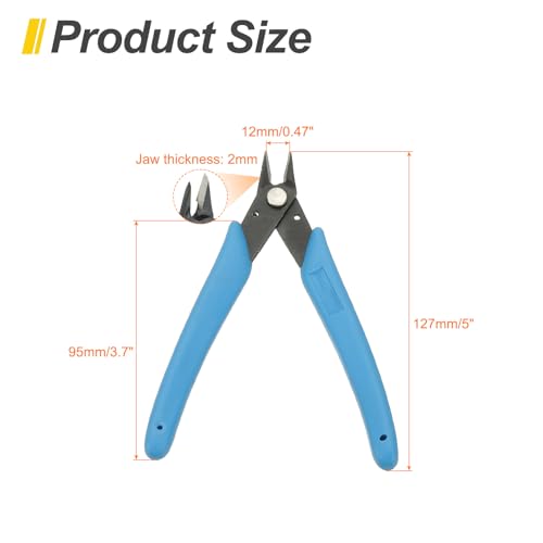 HARFINGTON 5" Flush Cut Pliers Small Precision Wire Cutter Side Cutter Diagonal Cutting Pliers for Jewelry Model Electronic 3D Print, Light Blue - color: Light Blue