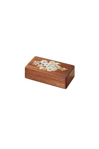 Travel Jewelry Case Small Wood Jewelry Organizer Jewelry Box for Women (Nut-Brown Print B) - color: Nut-Brown Print B