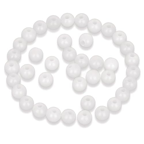 AD Beads Natural Gemstone 8mm Round Loose Beads Big Hole 2.5mm Sized 40pcs (White Jade) - color: White Jade