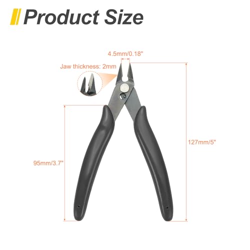 HARFINGTON 5" Flush Cut Pliers Small Precision Wire Cutter Side Cutter Diagonal Cutting Pliers for Jewelry Model Electronic 3D Print, Black - color: Black