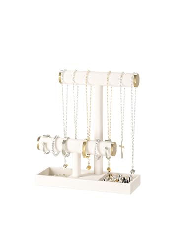 Bracelet and Necklace Holder,Velvet Jewelry Necklace Display Organizer Stand,bracelet Holder for Selling,Bracelet and Necklace Storage Tree (Style 2（Beige+ Metal lid）) - style: Style 2（Beige+ Metal lid）