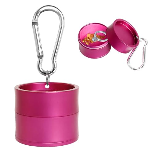 Mini Travel Ring Holder Keychain, Portable Jewelry Holder Keychain with Protective Sponge, Small Necklace Earrings Case for Gym Sports Bag Purse - color: 1-Tier Pink