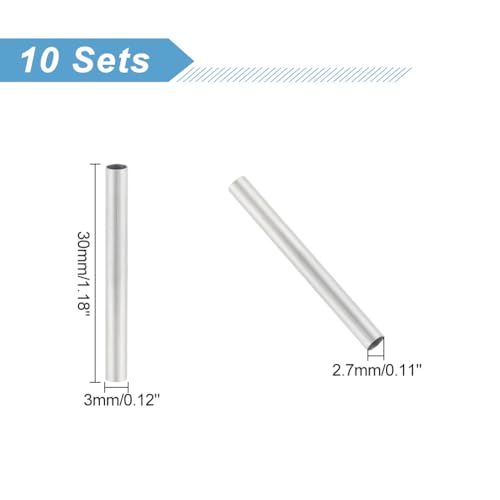 PH PandaHall About 200pcs 30mm Long Stainless Steel Tube Beads Straight Tube Charms Metal Smooth Finding Beads for Jewelry Crafts Making Findings, 2.7mm Hole Stainless Steel Color - size: 30mm long