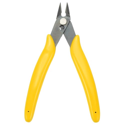 HARFINGTON 5" Flush Cut Pliers Small Precision Wire Cutter Side Cutter Diagonal Cutting Pliers for Jewelry Model Electronic 3D Print, Yellow - color: Yellow