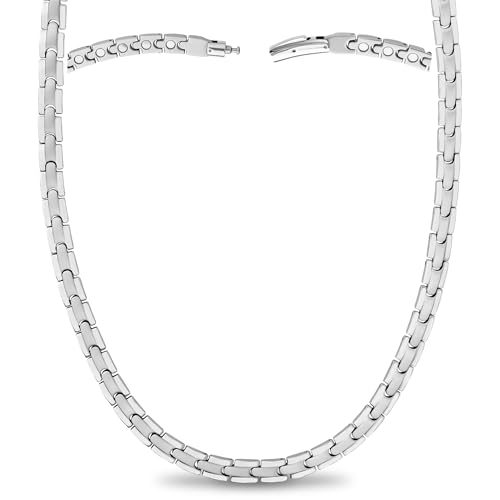 MagnetRX Titanium Magnetic Necklace – Ultra Strength Magnetic Necklaces for Men & Women – Effective Titanium Necklace with 55 Magnets (Silver, 20 Inches) - color: Silver, size: 20 Inch (Pack of 1)