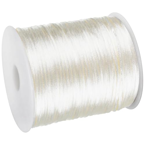 2mm x 300Feet Satin Nylon Cord, Silky Smooth Nylon String for Jewelry Making Bracelet Necklaces Beading Thread Rattail Macrame Kumihimo Chinese Knot Craft (Lvory) - color: Lvory