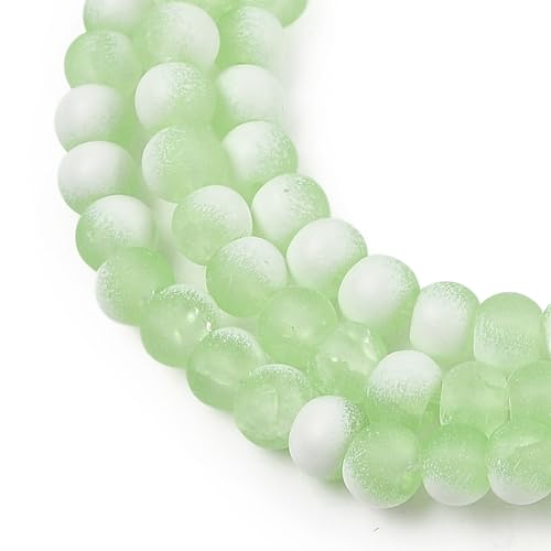 KISSITTY 50pcs Matte Beads Gradient Color Glass Frosted Crystal 6mm Rondelle Pale Green Bead Center Drilled Loose Craft Beads for Jewelry Making Earring Bracelet Necklace DIY Crafts - color: Pale Green