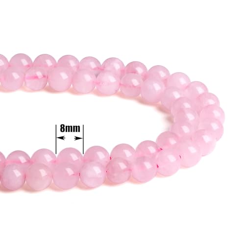 QINJIEJIE 100PCS Rose Quartz Beads 8mm Natural Stone Beads Round Loose Gemstone Bead for Bracelet Beading Crystal Jewelry Making DIY Necklace Earrings 0.32" - color: Rose Quartz, size: 100PCS