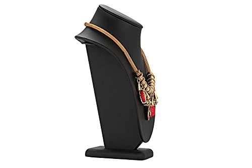 Polmart Modern Necklace Display Bust (Black Leatherette, 10 ¼”H) - color: Black Leatherette, size: 10 ¼”H