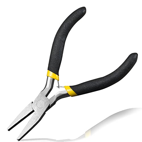 4.5-Inch Flat Nose Jewelry Making Pliers - Duck Bill, Smooth Jaw, Wire Bending, Wire Straightener, Ring Opening, Precision Plier - size: Flat Nose