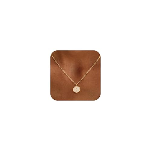 Mothers Day Gifts for Mom Cross Necklace for Women Dainty 14K Gold Plated Cross Coin Necklace Simple Round Disc Pendant Minimalist Cute Charm Everyday Religious Jewelry Gifts - style: figaro chain