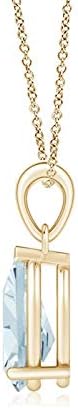 Angara Natural Aquamarine Solitaire Pendant for Women | Pear-Shaped Aquamarine Solitaire Pendant in 14K Solid Gold/Silver/Platinum With 18" Chain | March Birthday, Gemstone Jewelry Gift