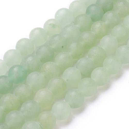 45Pcs Natural Green Aventurine Beads 8mm Round Natural Gemstone Beads Frosted Spacer Loose Bead for DIY Craft Bracelet Necklace Earrings Jewelry Making Supplies - color: Natural Green Aventurine-Frosted