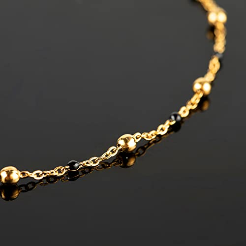 UMAOKANG 16.4 Feet Gold Chain for Jewelry Making Golden Black Ball Bead Link Chain Roll Necklace Anklet DIY Jewelry Supplies with Lobster Clasps and Jump Rings Bulk - color: Gold Black Bead