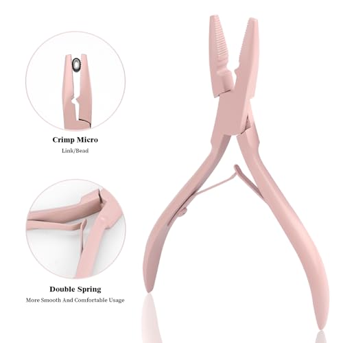 Hair Extension Pliers Kit Microlink Pliers for Extensions Hair Extension Beading Tool Hair Needle Pulling Hook Hair Styling Bead Closer and Remover Pliers - color: 1 Black