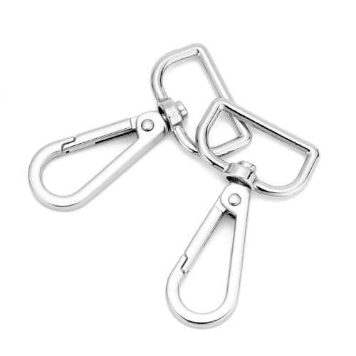 9 Pcs D Ring Swivel Lobster Claw Clasp Push Gate Snap Hooks Trigger Clips for DIY Crafts Keychain Purse Handbag Making,1 Inch Silver - color: 1" Silver 9pcs, size: 1"