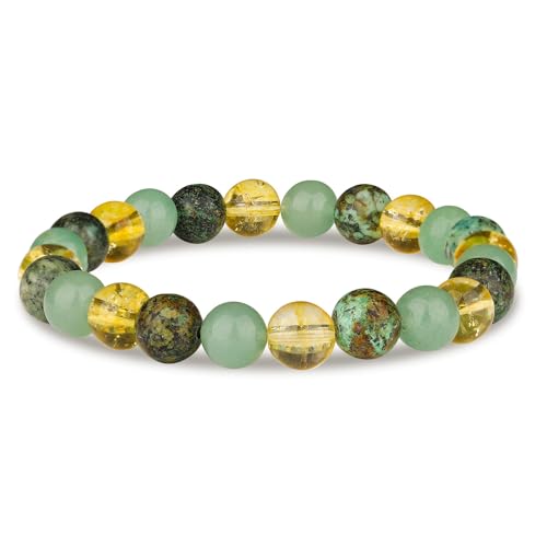 Crystal Vibe 8mm Beaded Bracelets For Women Men - Healing Crystal Bracelet - Adjustable Size - color: wealth