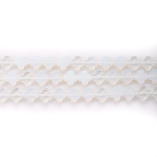 8mm Natural Opal Gemstone Faceted Clovers Beads Four-Leaf Spacer Loose Beads for DIY Jewelry Making Beads - color: Opal