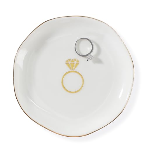 HOME SMILE Ring Dish Printed Ring，Engagement Engaged Wedding Bridal Gifts for Newly Engaged Friend,Daughter, Sister,Newlyweds,BFF - style: Ring