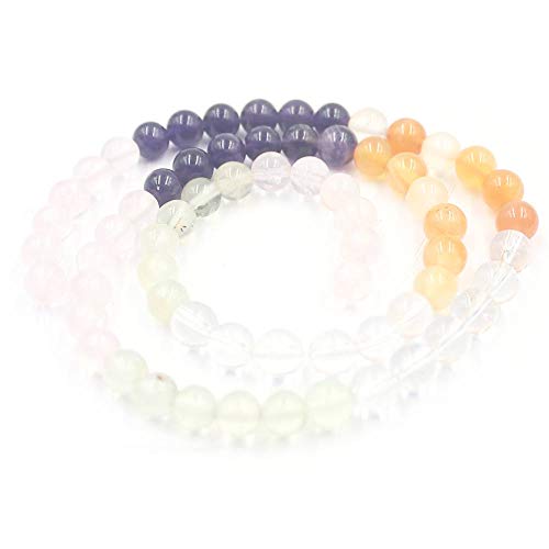6 8 10 12mm Natural Mixed Carnelian Crystal Amethyst Rose Quartz Prehnite Round Jewelry Loose Gemstone Beads Strand 15" Natural Stone for Necklace Bracelet DIY Design - size: 6mm
