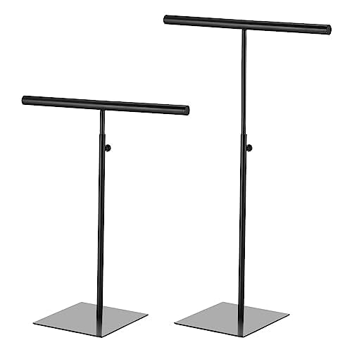 uxcell Necklace Display Stand 2 Pack Adjustable Height Jewelry Rack T Bar Tabletop Purse Holder for Home Boutique Store - Black - color: Black