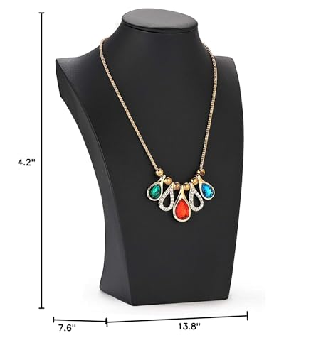 Polmart H2 Necklace Display Bust (Black Leatherette, 10”H) - color: Black Leatherette, size: 10"h