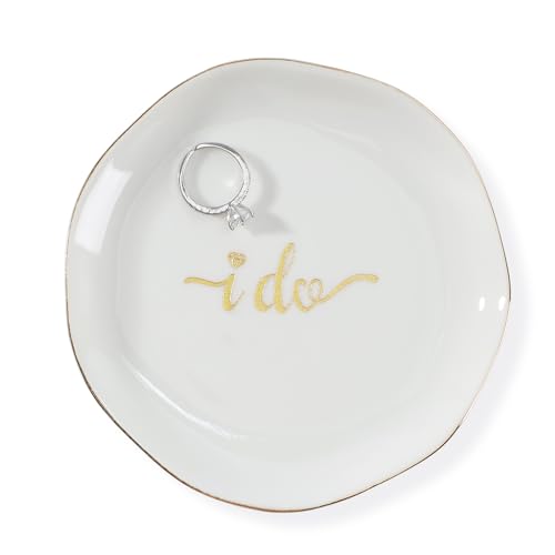 HOME SMILE I Do Ring Dish,Engagement Engaged Wedding Bridal Gifts for Newly Engaged Friend,Daughter, Sister,Newlyweds,BFF,Ceramic White - style: I Do