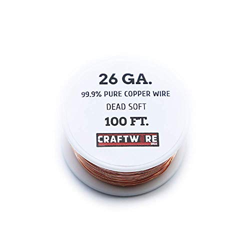 Solid Bare Copper Wire Round,Bright,Dead Soft,100 Feet 26 Gauge (Choose 25 to 100 Ft,10 to 30 Ga.) - size: 26 Gauge - 100 Feet Spool