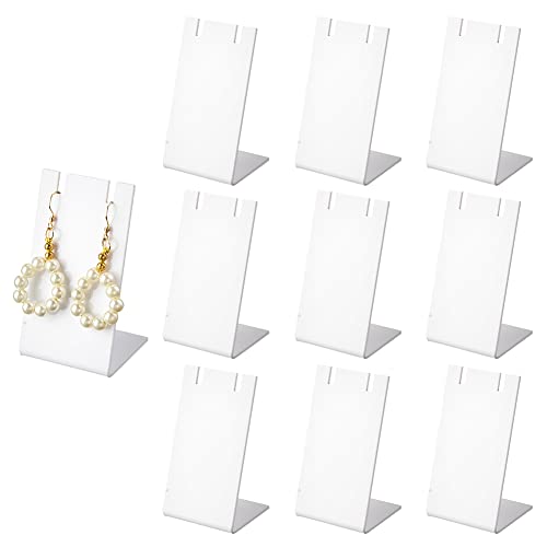 PH PandaHall 10pcs Acrylic Earring Stand, White Jewelry Display Earring Holder L-shape Earrings Organizer for Dangling Earrings Necklace Jewelry Shows Retail Props, 1.7x1.4x3inch - color: White