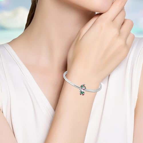 925 Sterling Silver Charms for Bracelets Gold Love and Heart Charms Cherry Blossom Dangle Beads Jewelry for Women - color: Christmas Elf
