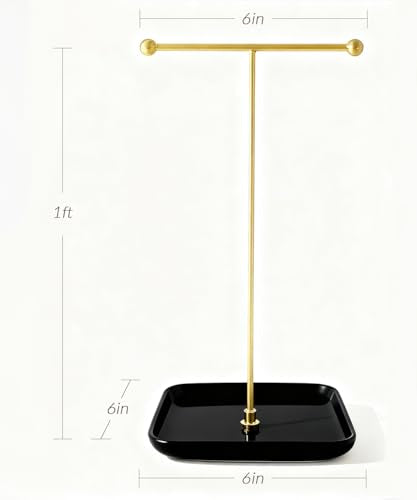 VROOMIUM Necklace Holder- Ceramic Base 1ft Height Jewelry Organizer Stand, Aesthetic Jewelry Hanger Display for Necklaces, Bracelets, Rings, Exhibidor de Collares-Mysterious Black - color: Sq. Lux Black
