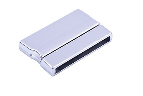 KONMAY 3 Sets Matte Silver Rectangle 30.0x3.0mm Glue-in Ends Flat Magnetic Jewelry Clasp