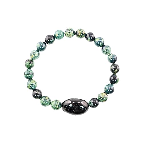 Black Obisidian Bracelets for Men 8" Inch Full Stretch Healing Crystal Bracelet, Beaded Charm Bracelet for Men Gifts Fathers Day Anniversary Birthday Gifts for Him - color: Jasper & Black Onyx Charm Bracelets